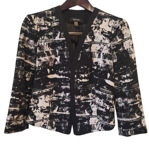 Nine West Casual Blazer Black & White Printed